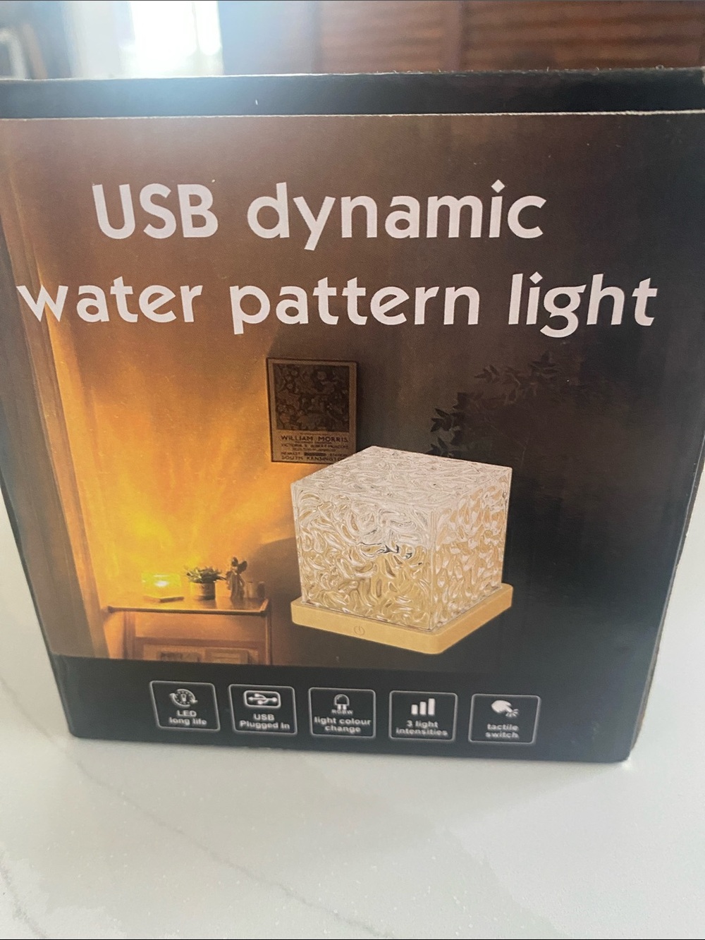 USB Dynamic Water Pattern Light - Clear/Gold Accent